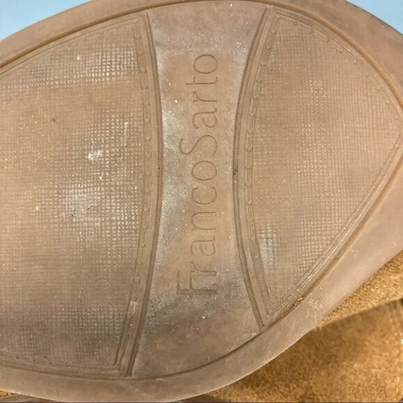 FRANCO SARTO Sz 10 Suede Straps Fringe Stacked Heel Western Style Zip Up Booties - Picture 9 of 11